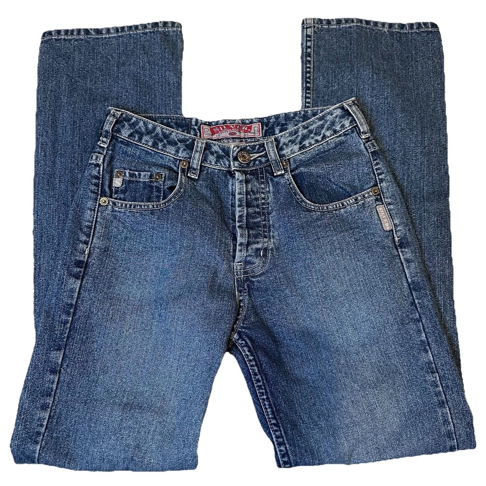 Vintage Silver Jeans Western‎ Glove Works Y2K Bootcut Denim Size 26 90s